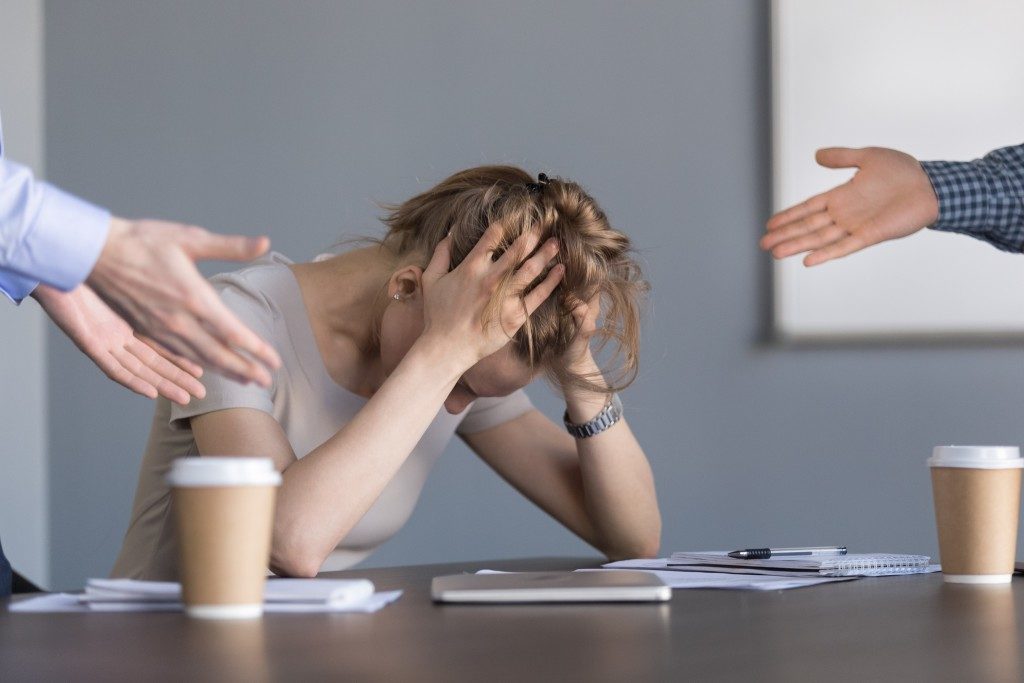 Woman stressed at work