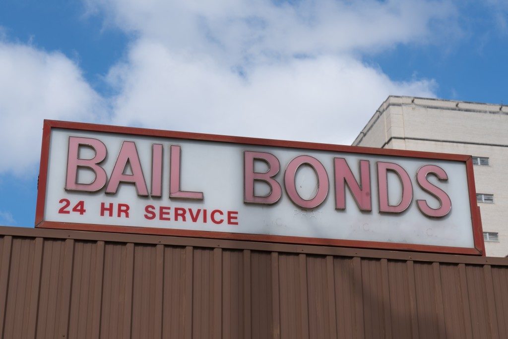 Bail Bonds sign on top of building
