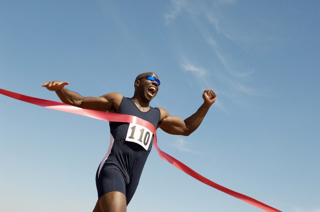 track star at the finish line