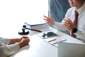 lawyer with a client