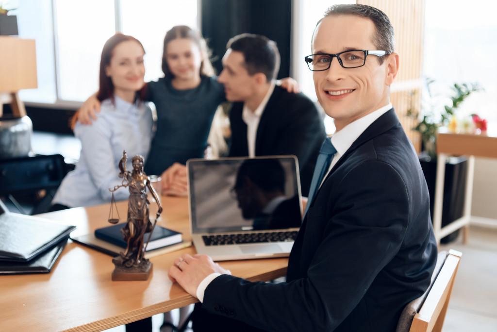 A family lawyer in his office