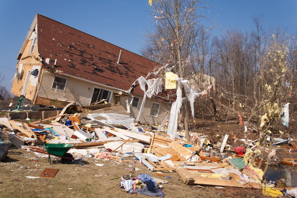 A home severely damaged by storm