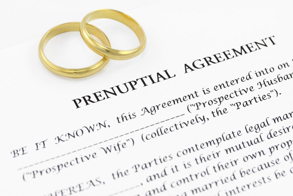 agreement with a pair of wedding rings